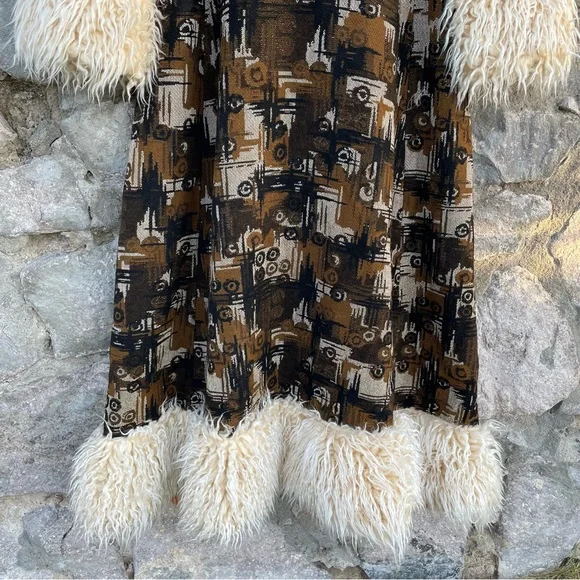 ILGWU Union Made | Rare Vintage 60s 70s Tapestry Penny Lane Duster Fur Coat - Picture 11 of 15